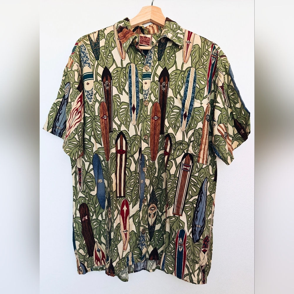 VTG MAGIC OF THE MOON Surf Boards Short Sleeve Button Up Hawaiian Shirt Size M